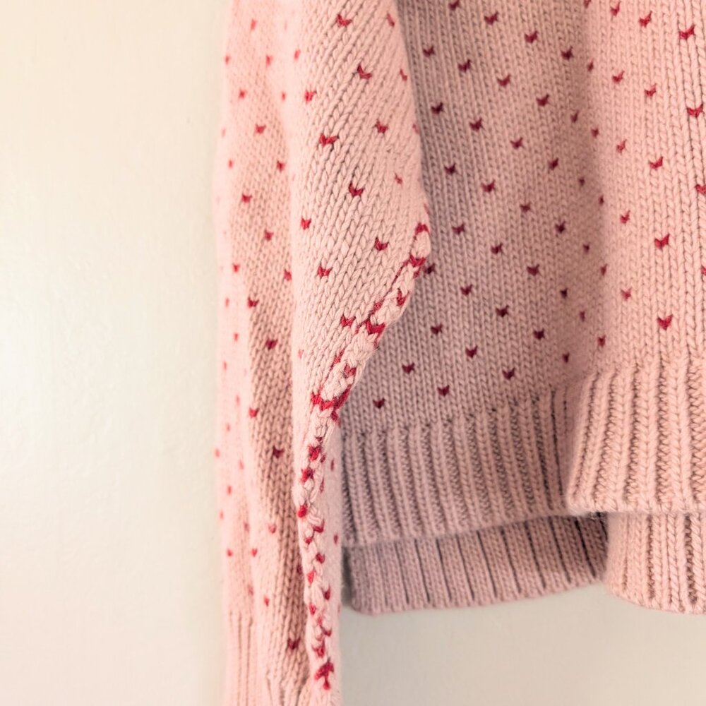 Women’s Pink Heart Knit Crewneck Sweater - Picture 8 of 16